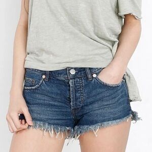 Free People We The Free Soft & Relaxed Cutoff Frayed Denim Shorts Sz 27 Blue